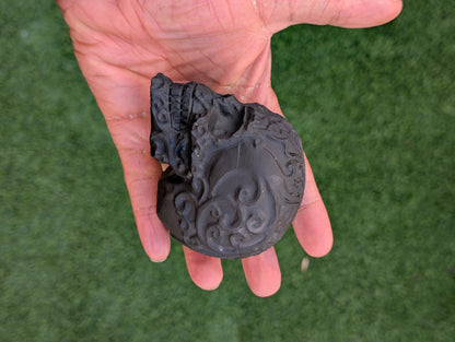 Matte Obsidian Skull Carving – 3"