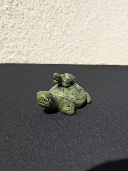 Jade Turtle with Baby Carving – 2.2" | 0.7 lbs