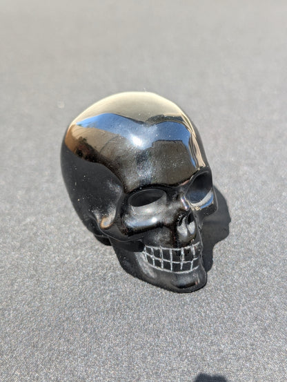 Black Agate Skull Carving – 2" | 0.7 lbs