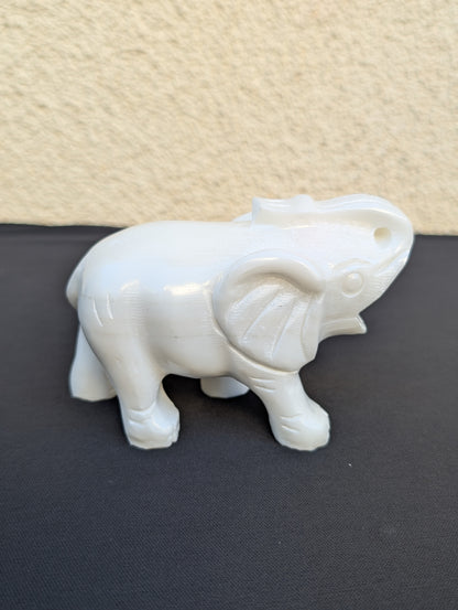 White Jade Elephant Carving – 3" | 1 lb