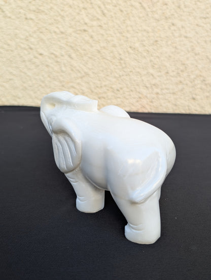 White Jade Elephant Carving – 3" | 1 lb
