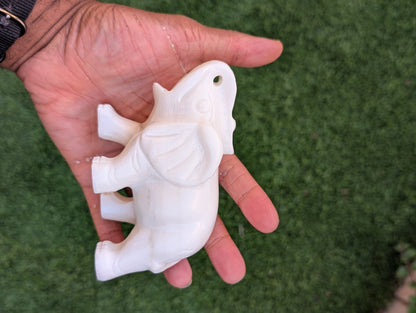 White Jade Elephant Carving – 3" | 1 lb