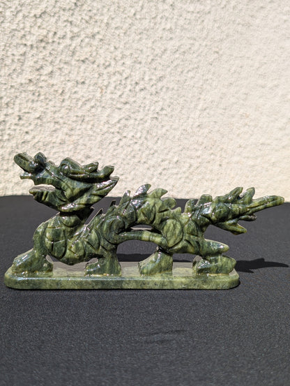 Jade Dragon Carving – 3.3" H | 7.5" L | 0.7 lbs